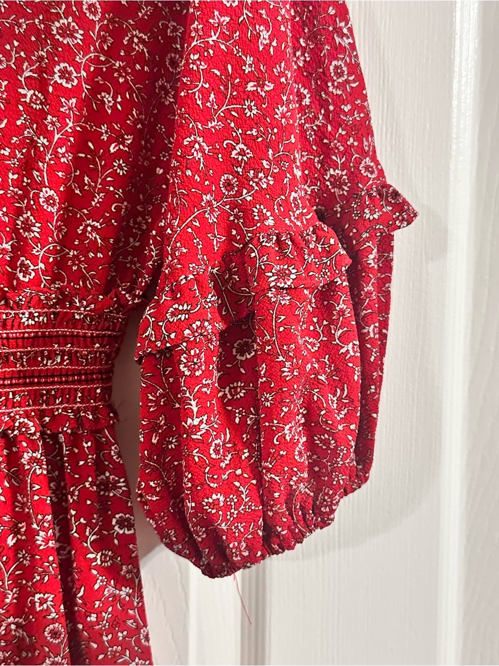 MAX STUDIO XL Red Floral Tiered Midi Dress - Picture 4 of 5